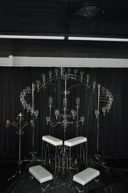 Kneeling Bench & Glass Candelabra